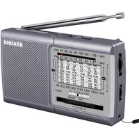 XHDATA D219 UKW/FM/AM Radio Batteriebetrieben Weltempfänger Mini Radio,Radio Retro für Haushalt Outdoor Camping Wandern Tragbares Radio Grau