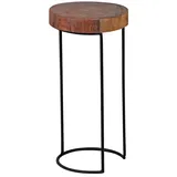 FineBuy Beistelltisch Braun Sheesham 28 x 28 x 55 cm