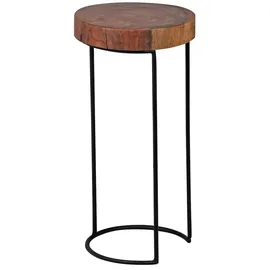 FineBuy Beistelltisch Braun Sheesham 28 x 28 x 55 cm