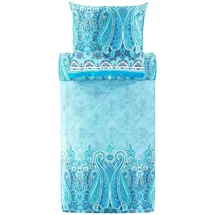 BASSETTI MERGELLINA Bettwäsche + 1 Kissenhülle aus 100% Baumwollsatin in der Farbe Ocean Blue B1, Maße: 135x200 cm - 9327387