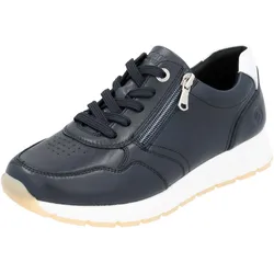 Keilsneaker REMONTE, Damen, Gr. 40, blau (nachtblau, weiß), Leder, sportlich, Schuhe, Freizeitschuh, Halbschuh, Schnürschuh mit seitlichem Reißverschluss