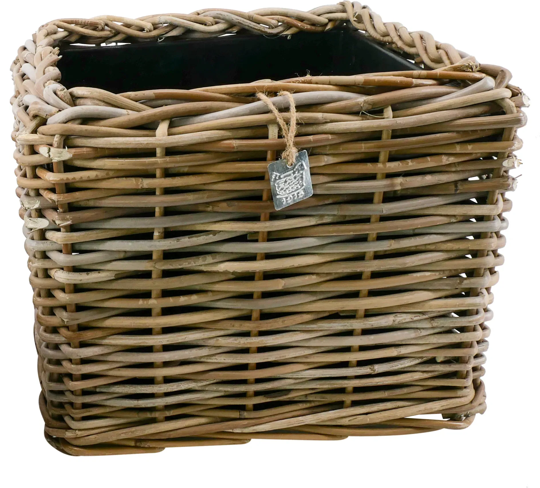 Korb Rattan D35x35cm H30cm eckig mit Einsatz  - grau