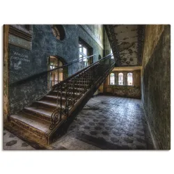 Wandbild ARTLAND "Lost Place - Treppen", grau (farbe bild(er): grau), B:40cm H:30cm, Canvas, Leinwand, Bilder, als Leinwandbild, Poster in verschied. Größen