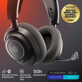 SteelSeries Arctis Nova 7 Wireless Gen 2 - Echtzeit-App-Steuerung - Über 50 Std. Akkulaufzeit - 2,4 GHz/Bluetooth parallel möglich -PC, PS5, PS4, Switch 1/2, Mobilgeräte