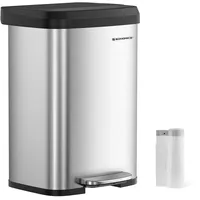 Songmics Mülleimer 50 l Silbern-Schwarz