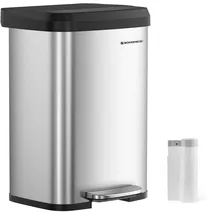 Songmics Mülleimer 50 l Silbern-Schwarz