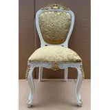 Casa Padrino Luxus Barock Esszimmer Stuhl mit elegantem Muster Gold / Weiß / Gold - Esszimmer Möbel im Barockstil - Luxus Möbel im Barockstil - Barock Möbel - Barock Interior