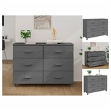 vidaXL Sideboard HAMAR Dunkelgrau 113x40x80 cm Massivholz Kiefer