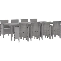 vidaXL 9-tlg. Garten-Essgruppe Weiß Poly Rattan