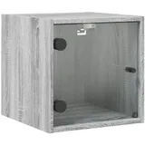 vidaXL Nachttisch mit Glastür Grau Sonoma 35x37x35 cm
