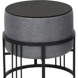 [en.casa] Hocker, Multifunktionaler stapelbarer Sitzhocker Tas 2er Set rund Dunkelgrau