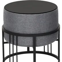 [en.casa] Hocker, Multifunktionaler stapelbarer Sitzhocker Tas 2er Set rund Dunkelgrau