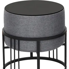 [en.casa] Hocker, Multifunktionaler stapelbarer Sitzhocker Tas 2er Set rund Dunkelgrau