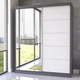 fabryka mebli idźczak Schwebetürenschrank mit Spiegel 183 x 218 x 61 cm Grau/Weiß