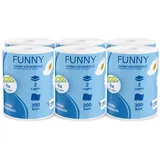 Funny Jumbo-Küchenrolle XXL | 2-lagig, 100% saugstarker Zellstoff, 300 Blatt/Rolle | Vorteilspack mit 6 Rollen | mit Tragegriff, 22,4 x 21 cm | Ideal für Küche, Bad & Haushalt!