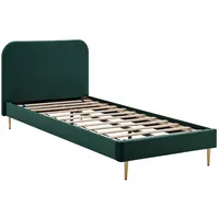 Dynamic24 Polsterbett mit Samtbezug Grün 90x200 cm Einzelbett Jugendbett