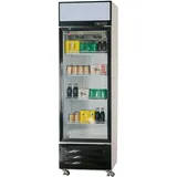 Romux® Glastürkühlschrank 330 Liter 1 Tür Belüftet mit Umluftsystem |  Professioneller Getränkekühlschrank mit Glastür & LED I Flaschenkühlschrank