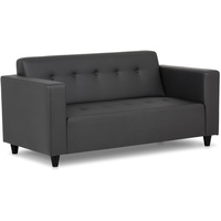 Confort24 Pedro Sofa für Wohnzimmer, Büro oder Schlafzimmer 2 Sitze oder 3 Sitze kleines Mini Couch Kunstleder schwarz 170 x 80 x 80 cm