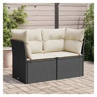 vidaXL Gartensofa mit Kissen 2-Sitzer Schwarz Poly Rattan