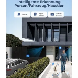 Reolink 12MP PoE Kamerasystem, 16-Kanal NVR mit 2TB HDD für 24/7 Aufzeichnung und 4 Dome Überwachungskameras mit Personen-/Fahrzeugerkennung,