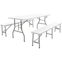 Outsunny 3-teilige Bierzeltgarnitur klappbare Festzeltgarnitur mit Biertisch, 2 Bierbänke, Gartenmöbelset für 6 Personen, Campingbedarf, Gartenparty,