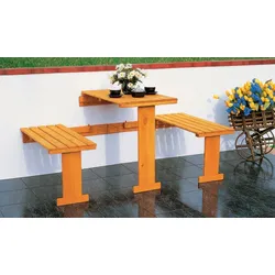 Balkonklappgarnitur Garmisch 166 x 90 x 77 cm - Balkongarnitur aus imprägniertem Kiefer, grau - platzsparendes Balkonmöbel Set - Balkonset für Balkon