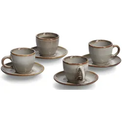 Espressotasse ZELLER PRESENT, grau (taupe), H:5,5cm Ø:6cm, Keramik, Trinkgefäße, spülmaschinengeeignet, 8-teilig (4 Tassen, 4 Untertassen)
