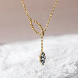 FIRETTI Y-Kette Oval Drop Edelstahl schwarz