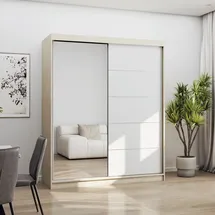 fabryka mebli idźczak Schwebetürenschrank Bono 160 x 195 x 61 cm Weiß/Sonoma