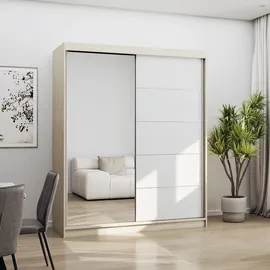 fabryka mebli idźczak Schwebetürenschrank Bono 160 x 195 x 61 cm Weiß/Sonoma