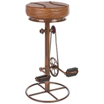BIZZOTTO Barhocker Cycle aus Leder, Metallgestell im Industrial Stil, Bronze Cognac, gepolstert
