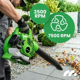 Maltec Benzin Laubsauger Laubbläser Gartenstaubsauger mit Häcksler MalTec MasterBlow7500W Motor 2-Takt 26cc Staubsauger Schredder