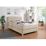 Home Affaire Boxspringbett »Fargo«, inkl. Topper, in 3 Matratzenarten, in Samt- oder Strukturstoff beige