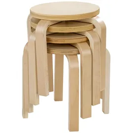 Home4You Kinderhocker 4er Set H 30 cm Birke massiv beige