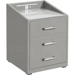 Nachtkonsole ED EXCITING DESIGN "Moon", grau (hellgrau, artemis 18 silber), B:47cm H:61cm T:46cm, Sideboards, mit LED-Beleuchtung und USB-Anschluss & USB-C-Anschluss