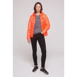 Soccx Damen, Leichte Steppjacke mit Kapuze Neon orange, L - L