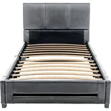 Home Deluxe - LED Bett Asteroid - Dunkelgrau, 90 x 200 cm - Inkl. Lattenrost I Polsterbett Design Bett inkl. Beleuchtung