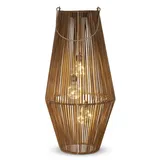 Formano Laterne Rattan 55 cm 3 LED Birnen Solar Dämmerungssensor braun