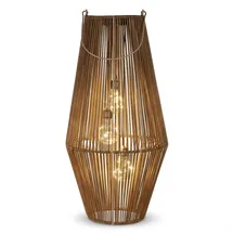 Formano Laterne Rattan 55 cm 3 LED Birnen Solar Dämmerungssensor braun
