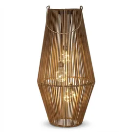 Formano Laterne Rattan 55 cm 3 LED Birnen Solar Dämmerungssensor braun