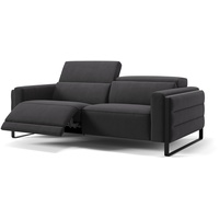 Stoff Couch DELTONA 3-Sitzer Relaxsofa Sofagarnitur - Schwarz