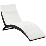 Klappbare Sonnenliege mit Auflage Poly Rattan Schwarz