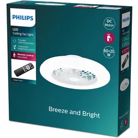 Philips Amigo Deckenventilator mit Beleuchtung 58 cm 25+60 W Weiß glänzend