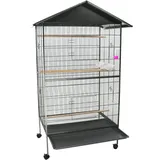 Merschbrock Vogelkäfig, große Vogelvoliere, Schwarz, L 85 x B 60 x H 148 cm, Beweglich, Einfache Reinigung, Zeitloses Design