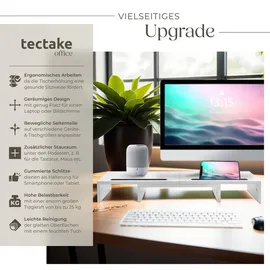 Tectake tectake® Monitorständer, 3-teilig, breitenverstellbar, schwenkbare Seitenteile, zusätzlicher Stauraum, 79 - 115 x 27 x 10,5 cm, Arbeitszimmer, Schreibtische