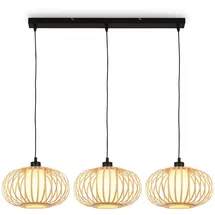 Briloner Pendant Lamp, Bamboo Nature, Excl. 3xe27/max.10w