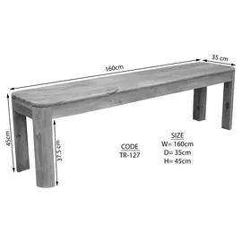 Massivmoebel24 Sitzbank Toronto Dunkelbraun 160 x 35 x 45 cm