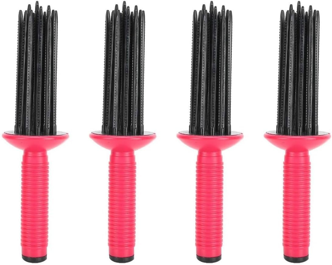 Curling Roll Comb, Combs for Hair, Hair Fluffy Curling Roll Comb, Heatless Curler Comb Fluffys Hair Comb Anti-Slip Professional Round Hair Curling Comb, Hot Air Styling Brush Hairstyling Tools (4 pcs)