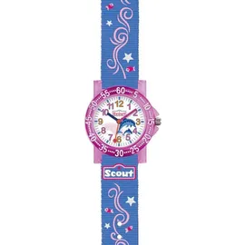 Scout Mädchenuhr Delfin Textilarmband Blau, Pink