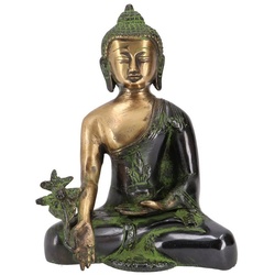 Guru-Shop Buddhafigur Buddha Statue aus Messing Medizin Buddha 18 cm.. grün